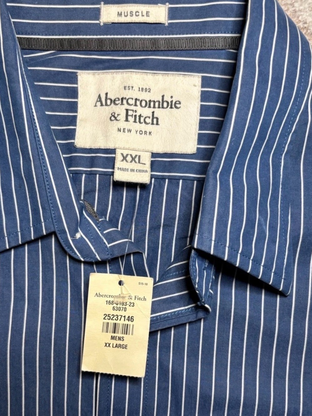 Abercrombie & Fitch Blue White Pinstripe Button-Down Shirt
